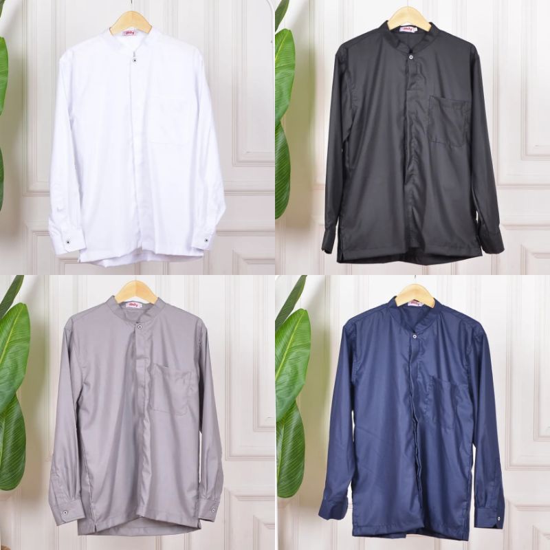 DHILY Kemeja Pria Polos , Kemeja lengan Panjang ,Kemeja Koko, Kemeja Kerja