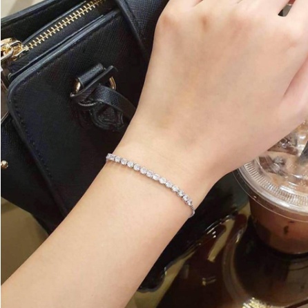 Korea Sederhana Gelang Kristal Yang Dapat Disesuaikan Indah Berlian Bertabur Push-Pull Gelang Fashion Perhiasan Wanita