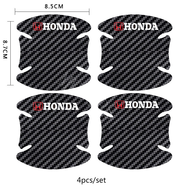 4 / 8pcs Stiker Pelindung Handle Pintu Mobil Bahan Carbon Fiber Untuk Honda Freed Brio City Civic CRV HRV BRV