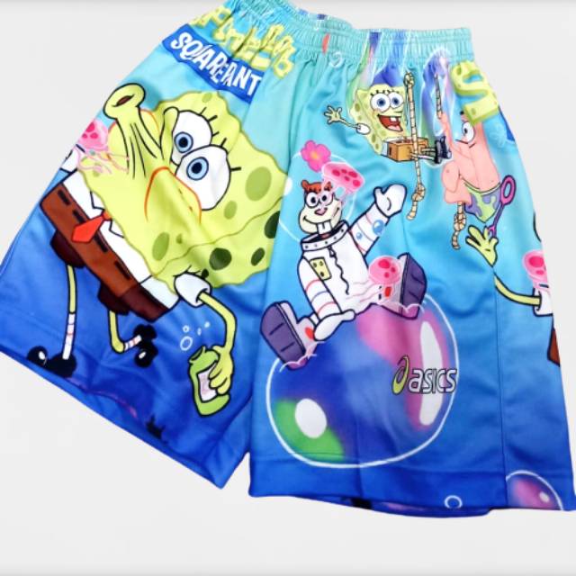 Celana kolor latihan voli volley asics kartun spongebob sablon full printing bahan tebal