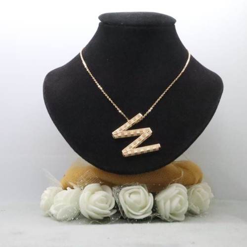 Kalung huruf W UBS alphabold huruf abjad emas kuning 700 emas kadar tua