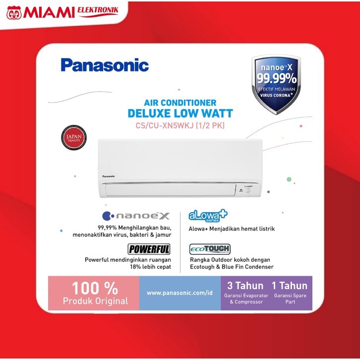 Panasonic CS-XN5WKJ AC Split 1/2 PK Deluxe Low Watt