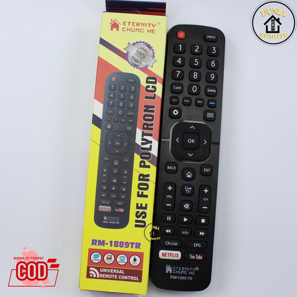 Remot Remote TV HISENSE Smart Android Multi Polytron 1889 tanpa setting EN2B27 NON VOICE