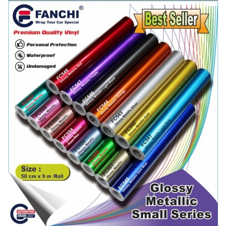 [ROLL] Sticker Fanchi Glossy Metallic Candy SERIES Metalik Gloss Premium wrap ROLL