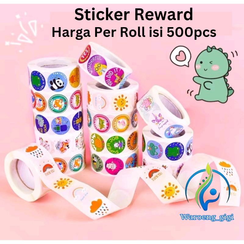 (1 Roll 500pcs) Mainan Edukasi Sticker Stiker Reward Untuk Anak Sekolah