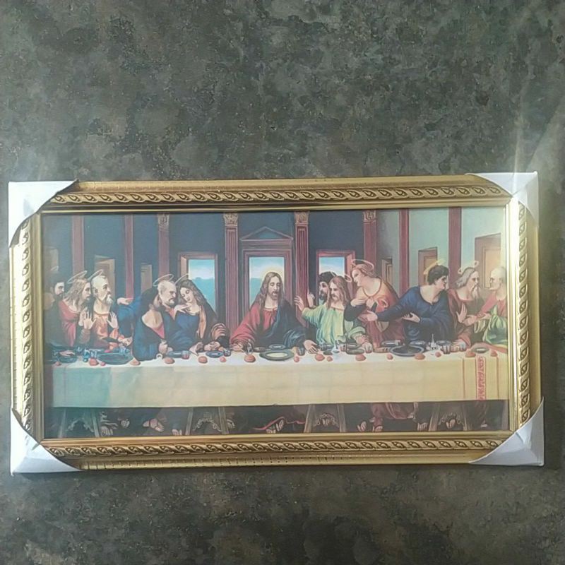 Perjamuan Kudus Bingkai Kaca 25x45cm