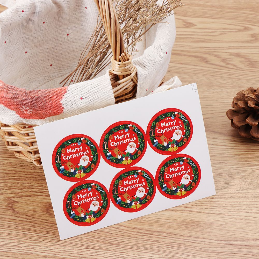 Wonderful Stiker Label Segel Kemasan Biskuit / Hadiah Motif Santa Claus Untuk Dekorasi Pesta Natal Diy