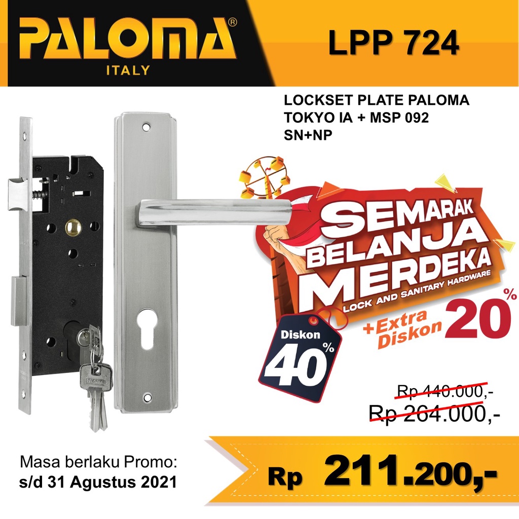 Handle Kunci Set Paloma Lpp 724 Handle Pintu Mortise Lock Gagang Pintu