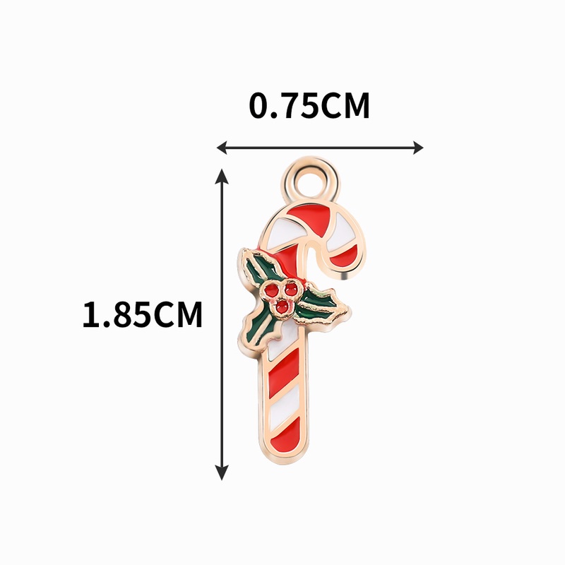 10pcs / Set Liontin Kalung / Gelang / Anting Bentuk Permen Tongkat Natal Bahan Alloy