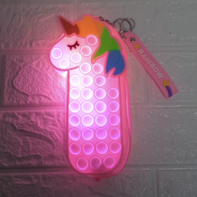 Tempat pensil Pop it Unicorn LED