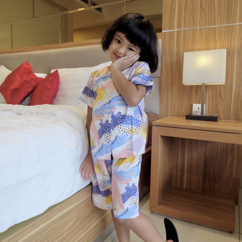 PAJAMAS COUPLE IBU DAN ANAK SETELAN ONESET CURLY