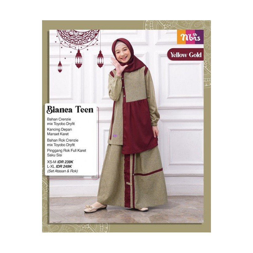 SARIMBIT BIANCA NIBRAS 2021 YELLOW GOLD KOKO GAMIS TEEN ANAK