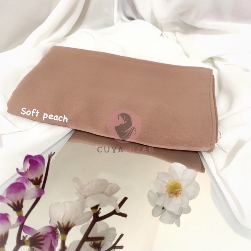 50+WARNA PASHMINA MALAY CERUTYBABYDOLL 180 X 75 Cm [PART 1] TERLARIS MURAH || CUYASHOP CUYAHIJAB SBY-Soft peach
