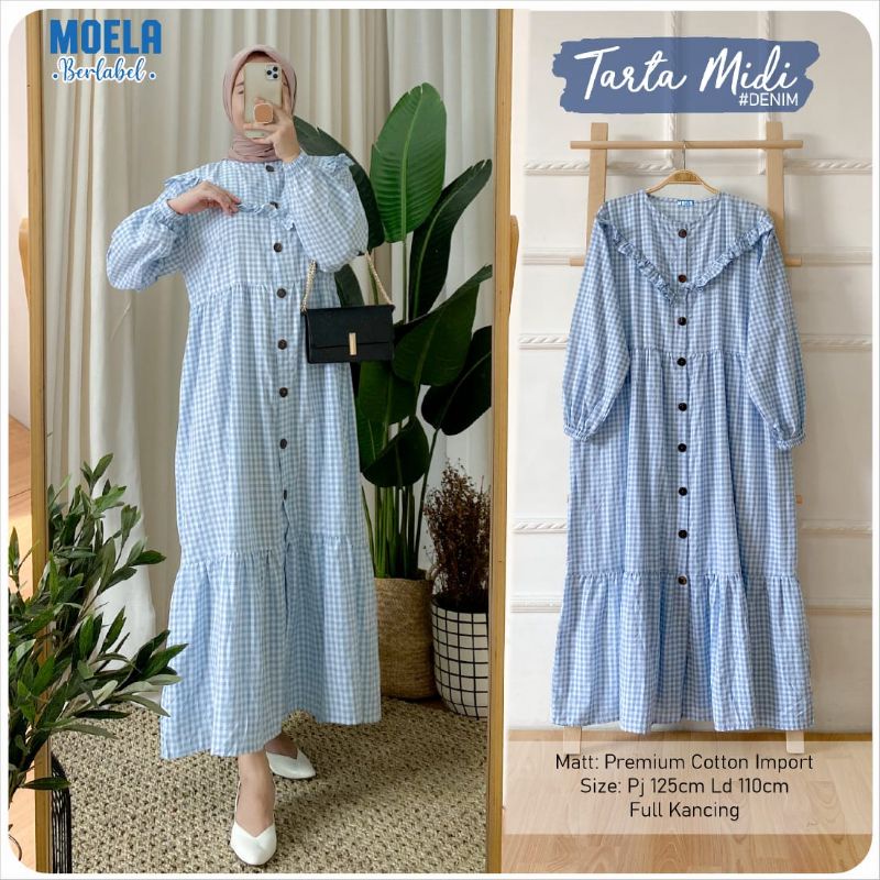 Tarta Midi  dress /Pakaian Wanita/Dress/Midi/matt cotton kotak premium