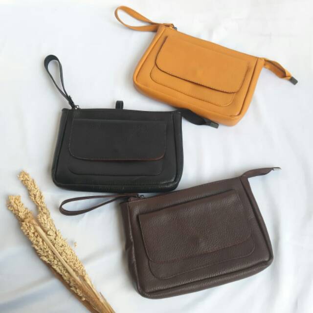 Tas tangan kulit/handbag wanita dan pria/pouch kulit sapi/pouch kulit garut