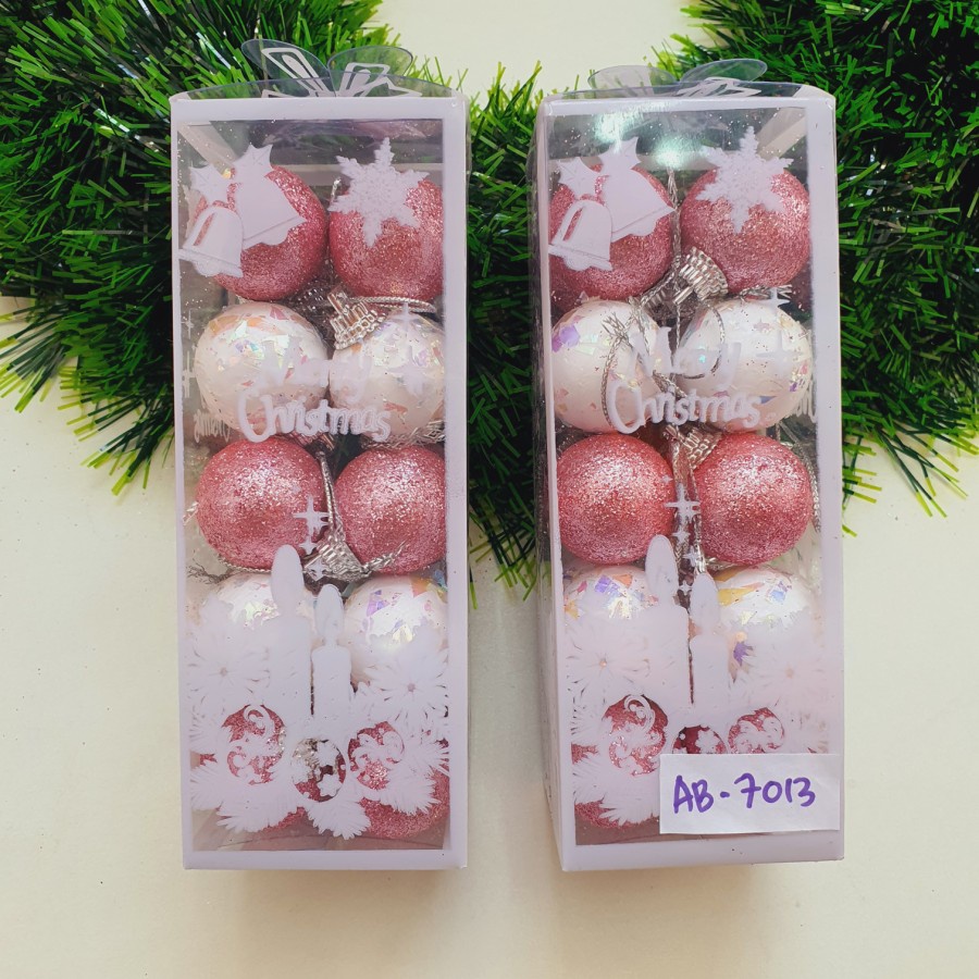 Hiasan Bola Natal Mix isi 20 Hiasan Pohon Rose Gold Natal Murah Kado
