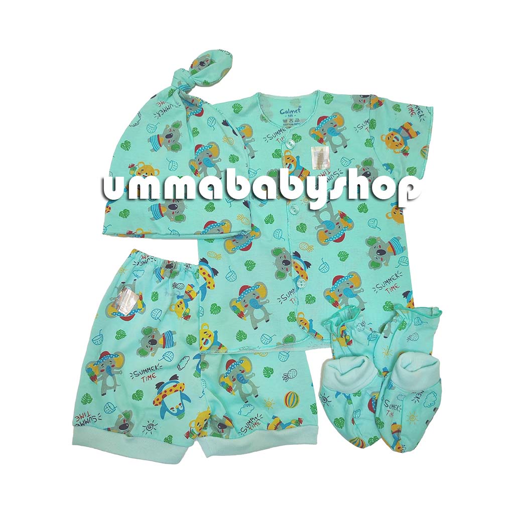 7in1 Setelan Bayi Lengkap Topi Sarung Tangan Kaki SNI Katun Soft Perlengkapan Baju Bayi Gift Set Murah Kado Lahiran Piyama Bayi Celana Tutup Kaki Lengan Pendek Murah Motif Lucu