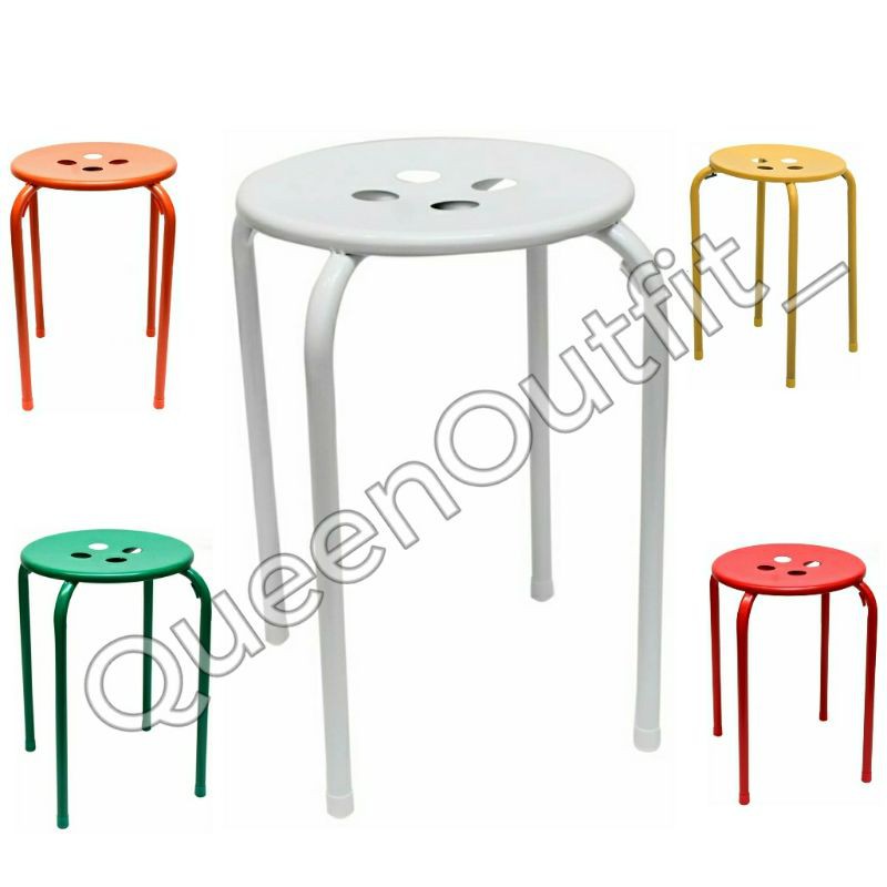 Informa Bangku Besi Metal - Outdoor Indoor Cafe salon Kantor Kelas Sekolah Kursi putih Hitam stool