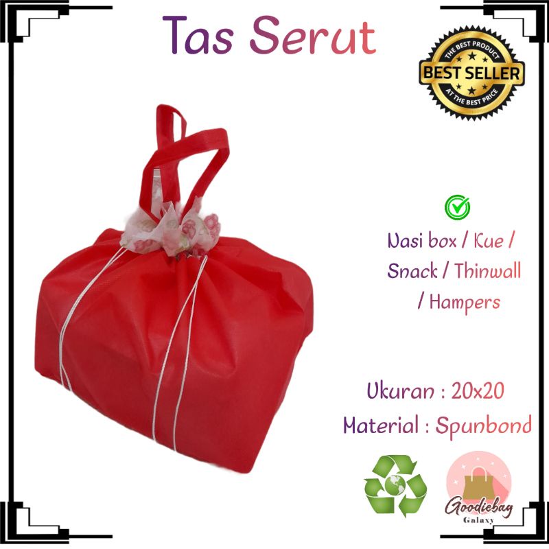 

Goodie bag serut polos spunbond 20x20 hajatan box nasi snack kue bento sembako selamatan murah