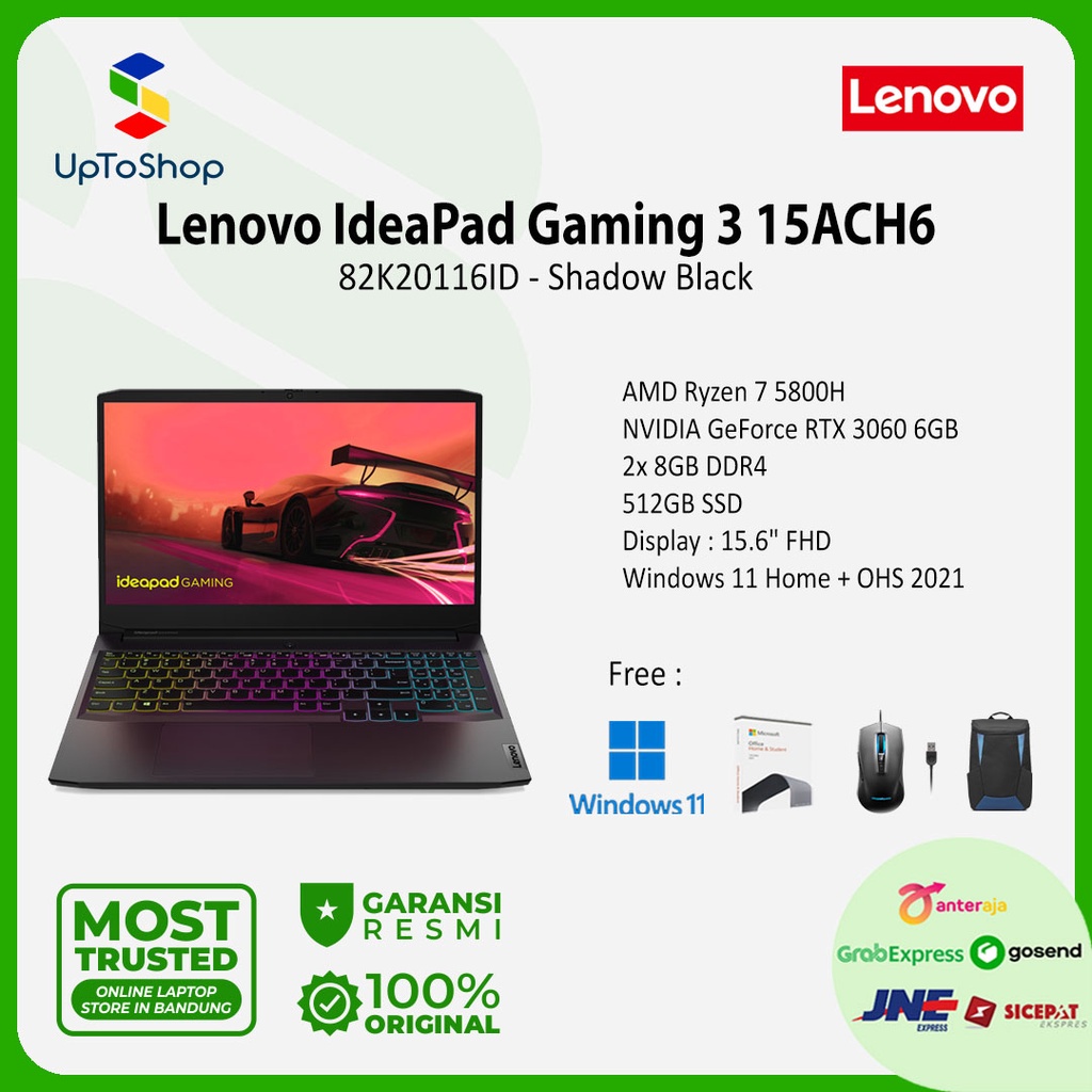 Lenovo IdeaPad Gaming 3 15ACH6 16ID Ryzen 7 5800H 16GB 512GB RTX3060