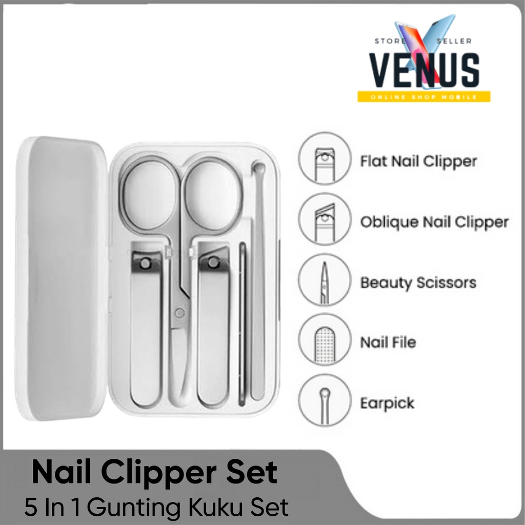 Mijia Nail Clipper Kit set Stainless Steel - 5 in 1 Gunting Kuku