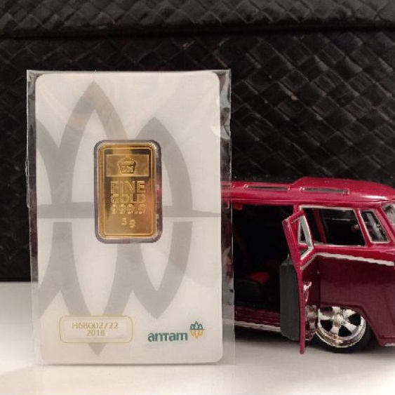 Logam Mulia Antam 5 gram Certicard Certibol Certi Bolong (Certi 2018)