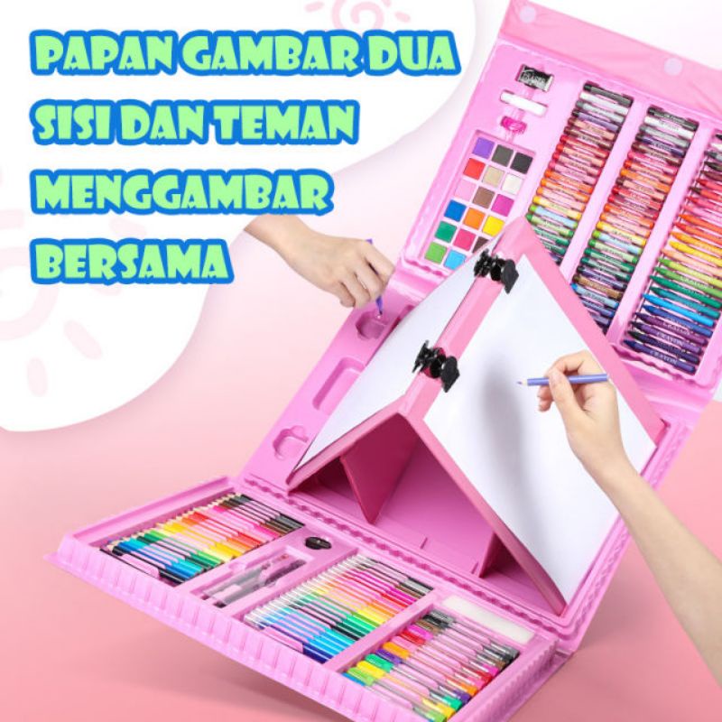 

Set Alat Menggambar Melukis Anak-Anak Crayon Cat Air Pensil Warna
