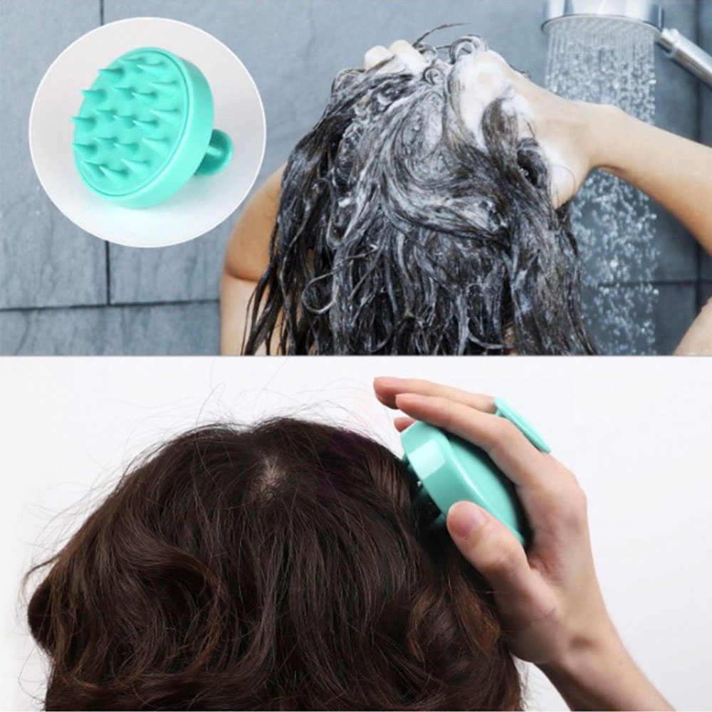 aaoottuuoo5.id Cod   1pcs Green Color Silicone Round Shampoo Brush Scalp Massage Bath Comb Tool for People and Pets