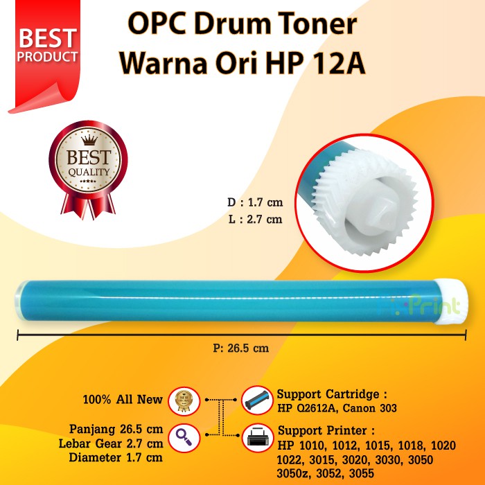 OPC Drum Toner Cartridge HP 12A Warna Ori Canon 303 Printer LaserJet 1010 1020 1022 M1005 LBP2900