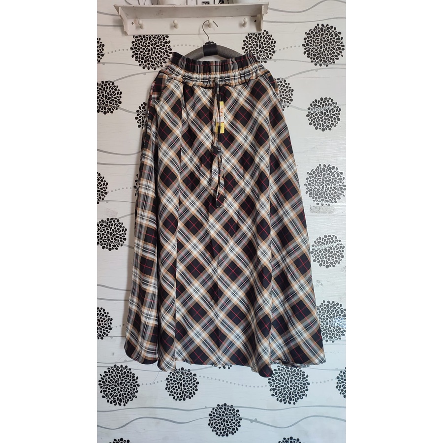 ROK FLANEL IMPORT PANJANG/ROK TARTAN/ROK KOTAK PAYUNG-P