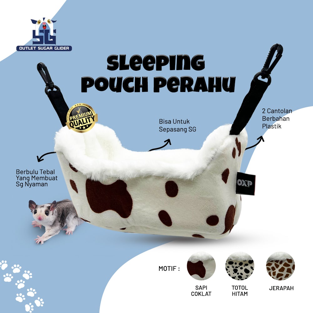 SLEEPING POUCH MODEL PERAHU TEMPAT TIDUR SUGAR GLIDER, TUPAI TERBANG