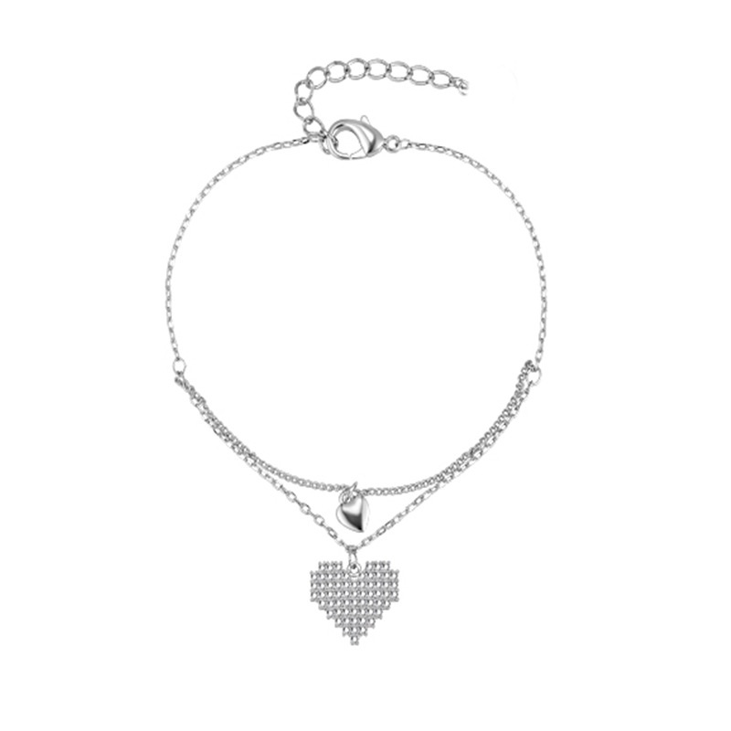 IFYOU Kalung Choker Gelang Ganda Bentuk Hati Warna Silver Gaya Korea Untuk Wanita