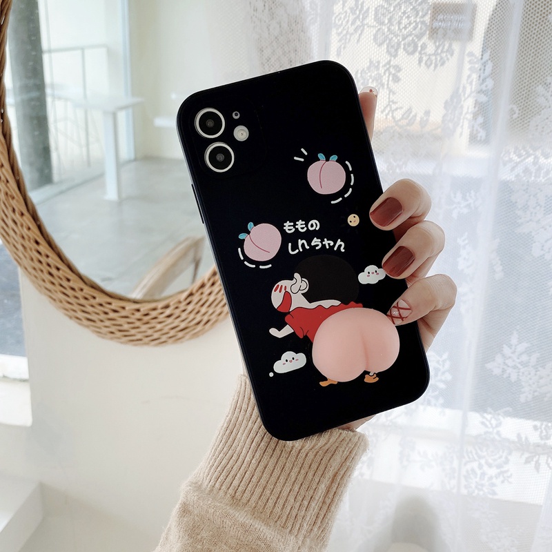 OPPO A95 A16 A94 A74 A54 A1k A15 A15s A7 A5s A12 F7 Reno 5F 4F 4 Cartoon Anime Crayon Shin-Chan Funny Casing Soft Squishy Pinch Peach-5