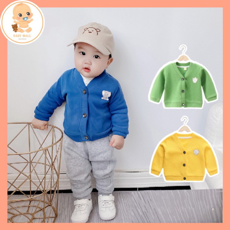 KOREAN CARDIGAN CARTOON PLAIN Jaket Cardigan Rajut Anak Bayi