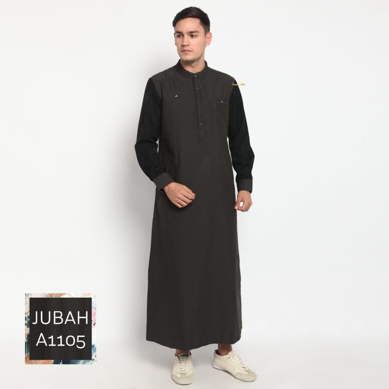 Jubah Pria Doanda / Gamis Pria Semi Jeans Kombi Serat Kayu / Baju Muslim Pria Gamis Slimfit