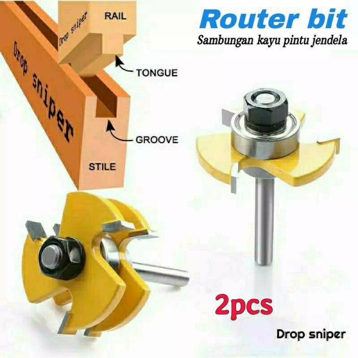 Ever | Set 2Pcs Mata Profil Trimmer Sambungan Kayu Jendela Tongue & Groove Termurah