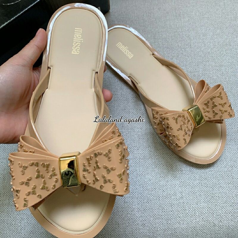 Sandal Melissa Ultragirl Luxe Bow Ballet Flats Khaki/Sandal jelly wanita/Sandal pita