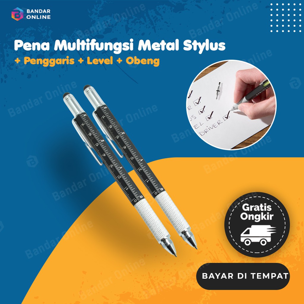 

Pena Multifungsi Metal Stylus + Penggaris + Level + Obeng