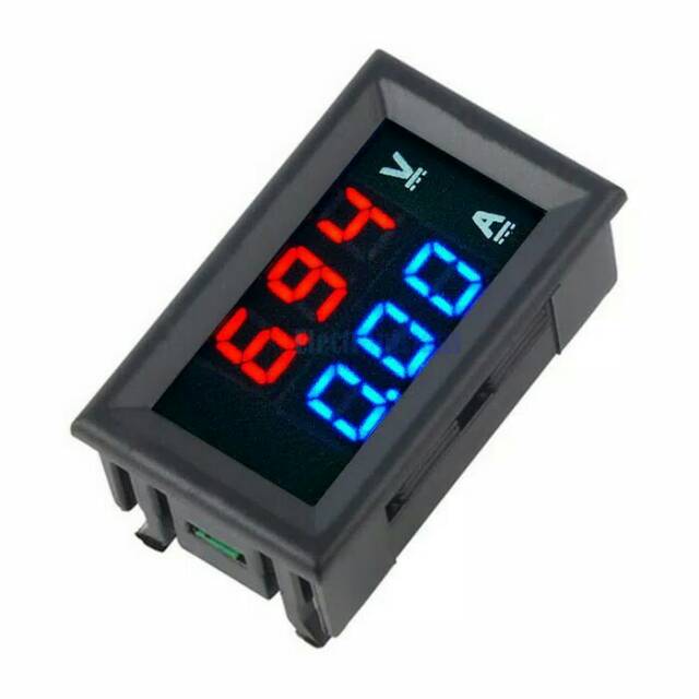 Dual display voltmeter + amperemeter 0-100V 0- 10A layar LED