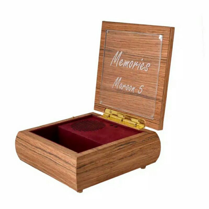 (Caira) Kotak Musik Kayu Teak Besar MP3 - Hadiah Unik/Kado Ulang Tahun/Pernikahan/Wisuda/Dekorasi Rumah