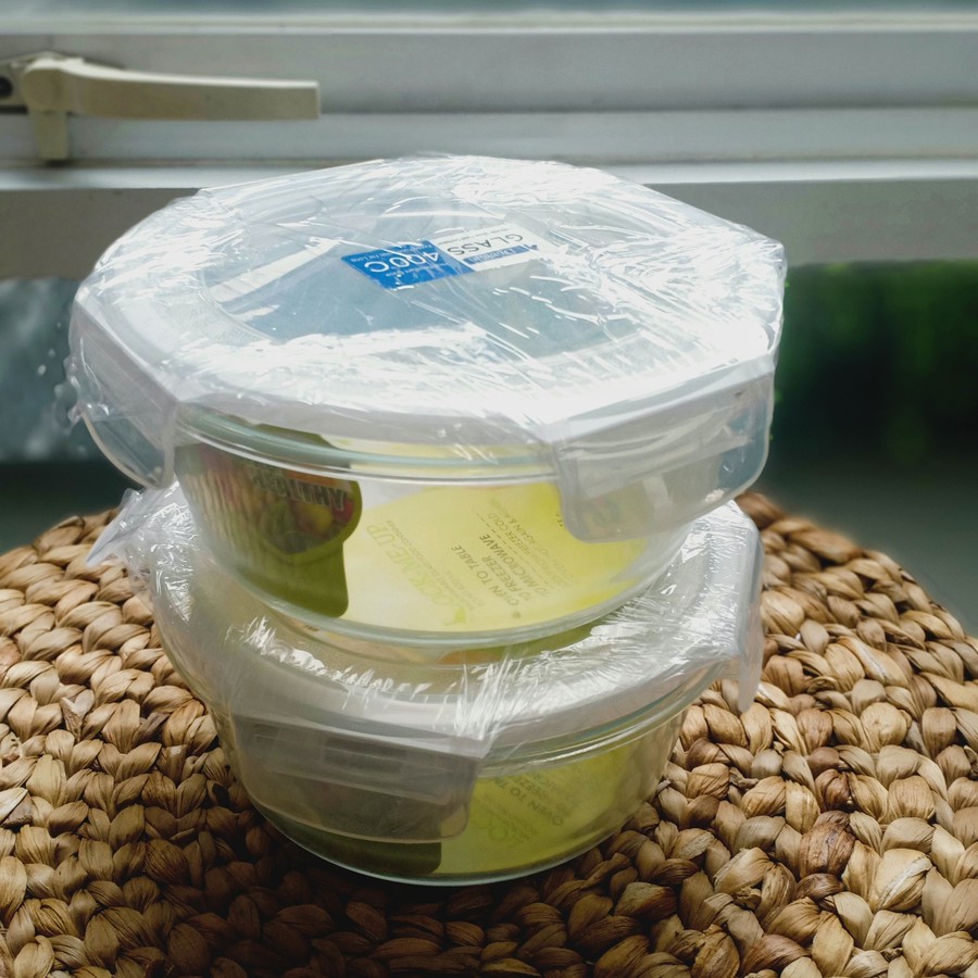 microwave glass food container round set /mangkok kaca tahan panas