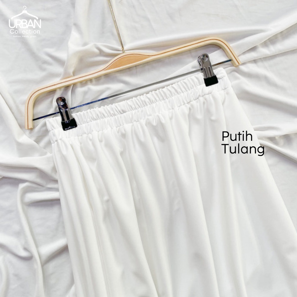 ROK POLOS MAYUNG PREMIUM / BASIC SKIRT / ROK PERREMPUAN / SKIRT / M FIT TO XLL-Putih Tulang