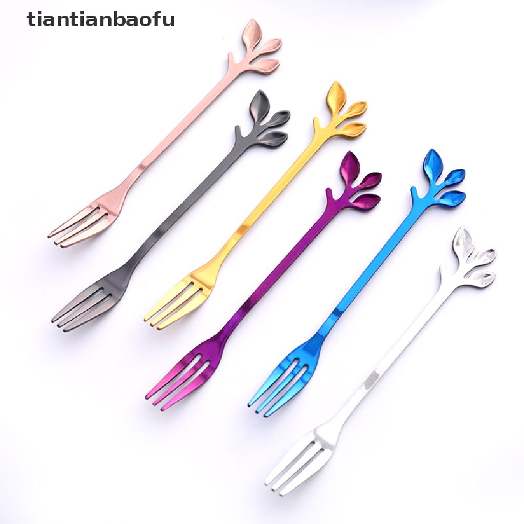 Garpu Buah Dessert Mini Bahan Stainless Steel Warna-Warni