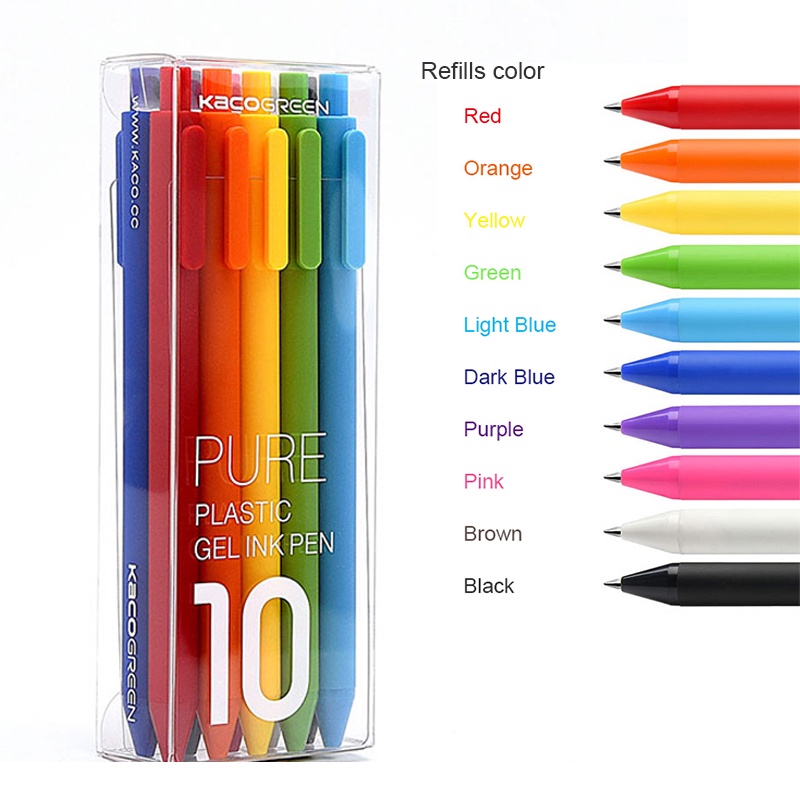 Xiaomi Mijia KACO 10PCS Pulpen 10 Warna 0.5mm Untuk Menulis / Menggambar