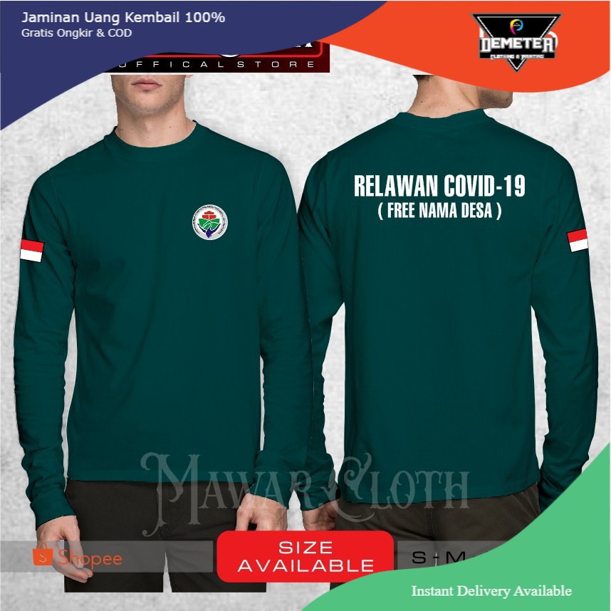 Kaos / Baju Tangan Panjang Kemendes Relawan Covid-19 Free Nama Desa Terbaru Terlaris - Mawar.Cloth