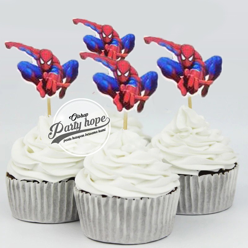 Topper Cupcake spiderman  Tusukan Kue  spiderman  cake 