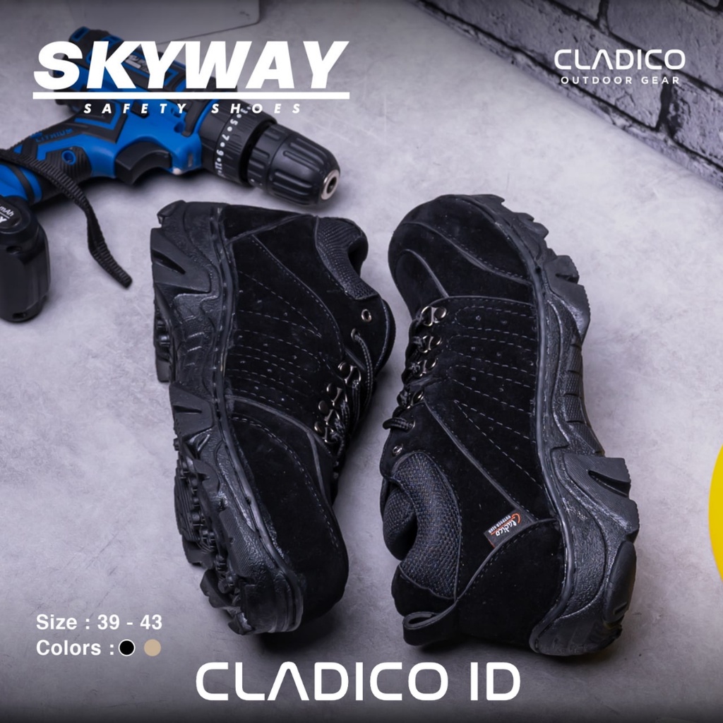 Sepatu Safety Cladico Boot Ujung Besi  Skyway Unisex cowok Cewek ukuran 36-43 Sefty Shoes Boots Kerja Lapangan Outdoor Proyek Mendaki Gunung Haiking