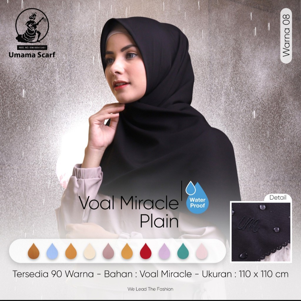 Hijab umama voal miracle plain new waterproof/ free ciput banana