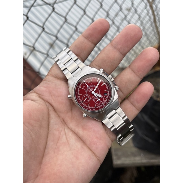 Jam Tangan Pria Seiko Sus Chronograph 7T32 Red Dial Japan Original Rare