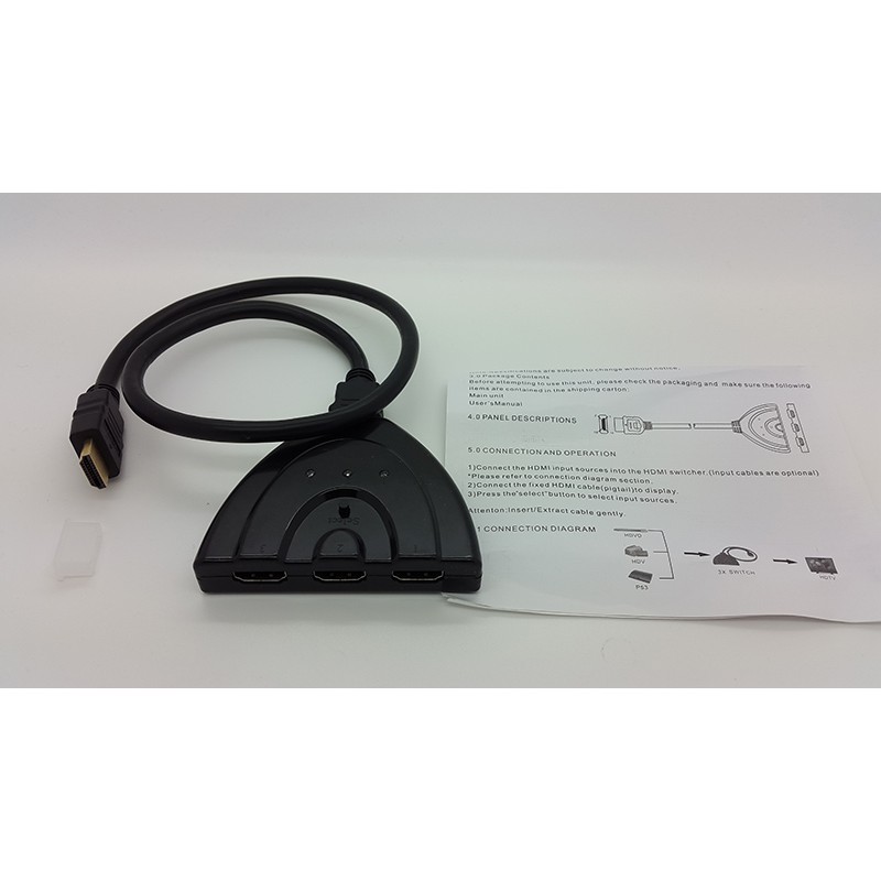 3 PORT FUll 1080p HDMI SWITCHER SPLITTER / hdmi selektor cable 60cm